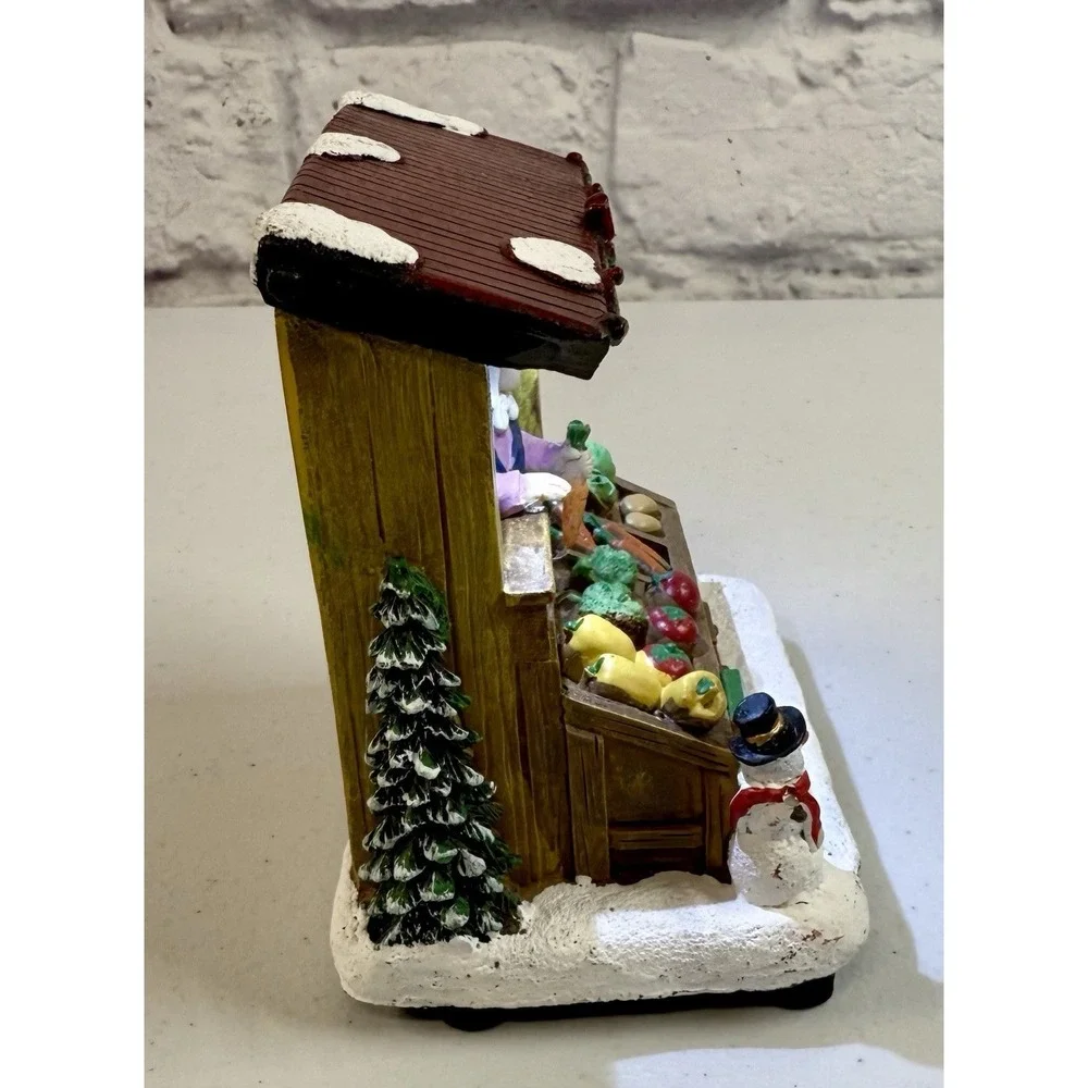 Vintage Christmas Village Illuminated Vegetable Fruit Stand  4